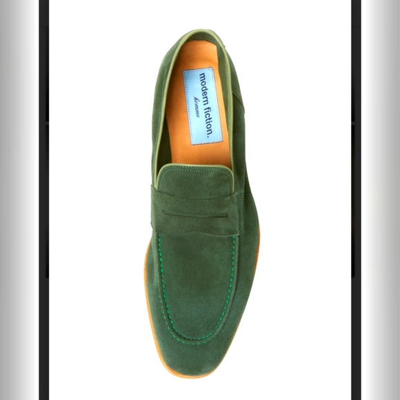 Modern Fiction Men's Green Suède Loafer Shoe NIB Sz 12 - Picture 1 of 5